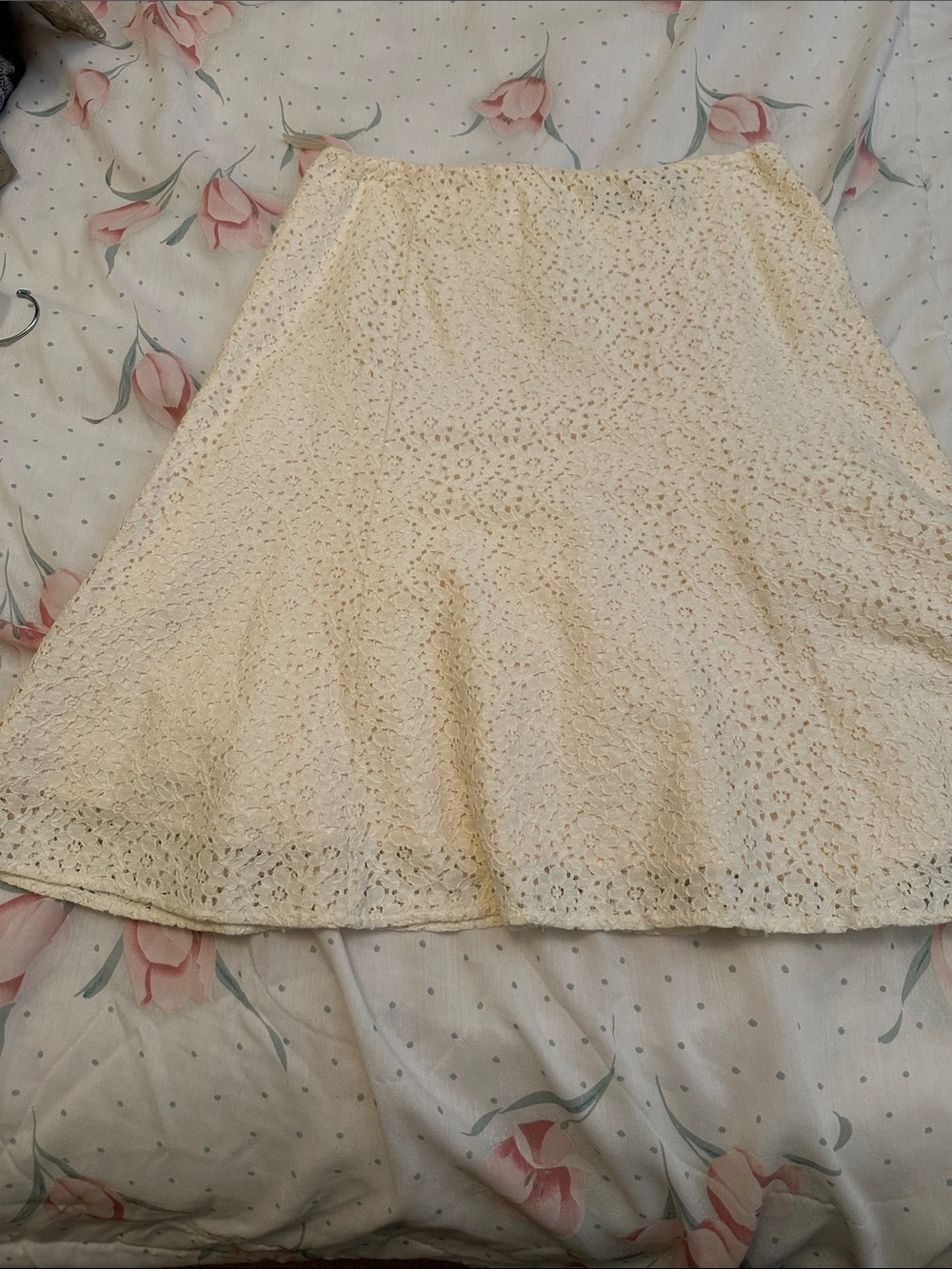 Women's Cream Lace A-Line Skirt - Lightweight Feminine Silhouette